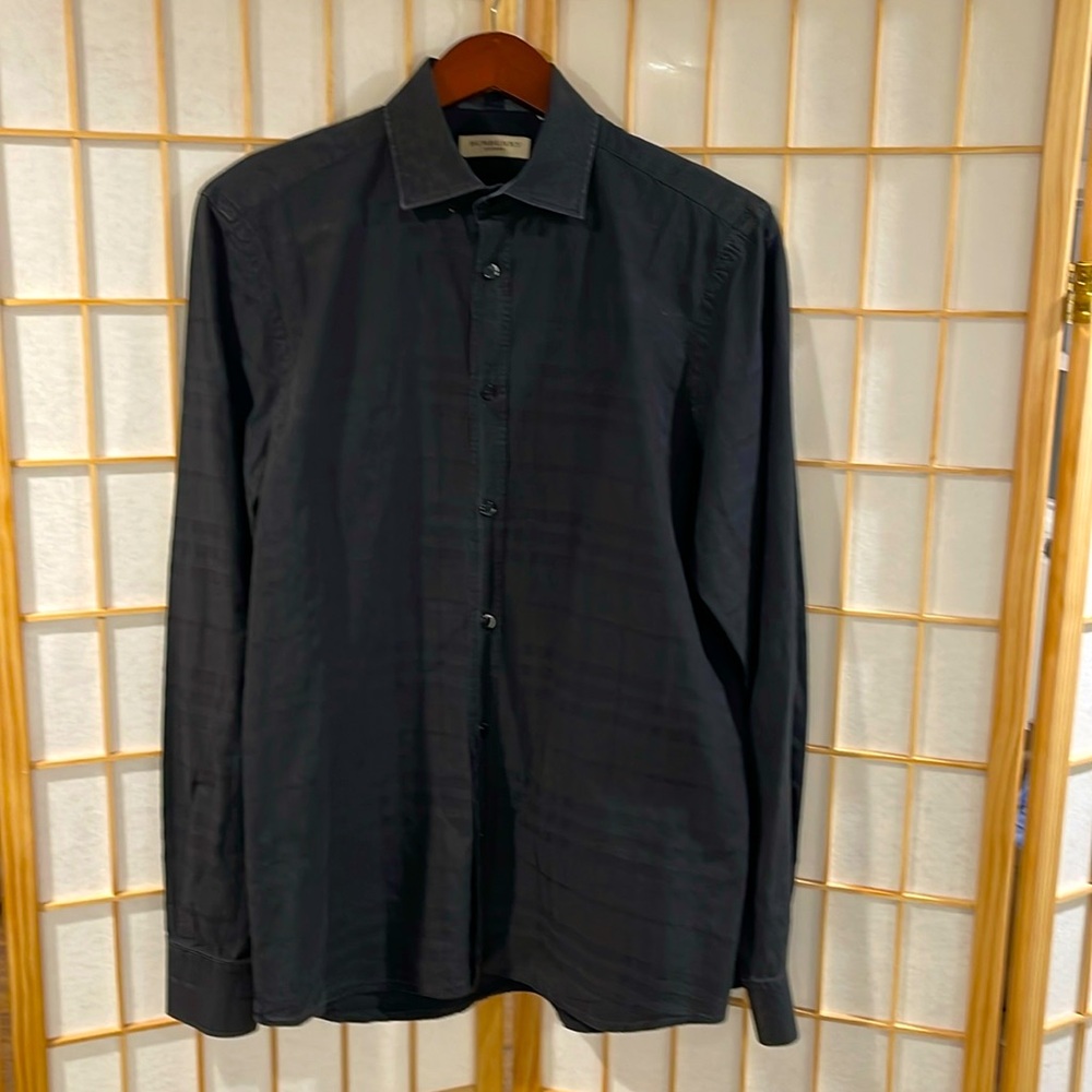 Vintage Burberry Men’s Shirt. Black 100% Cotton. Size 41R/16 34-35.